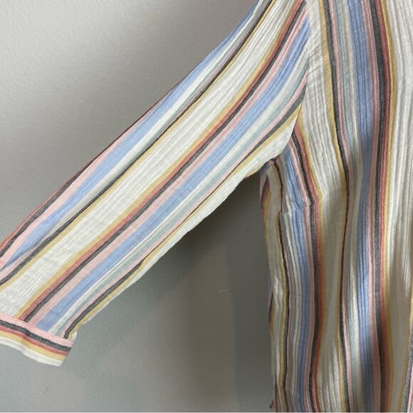 Soft Surroundings Multi Color Stripe Gauzy Button Down NWOT Top XL - Picture 4 of 10